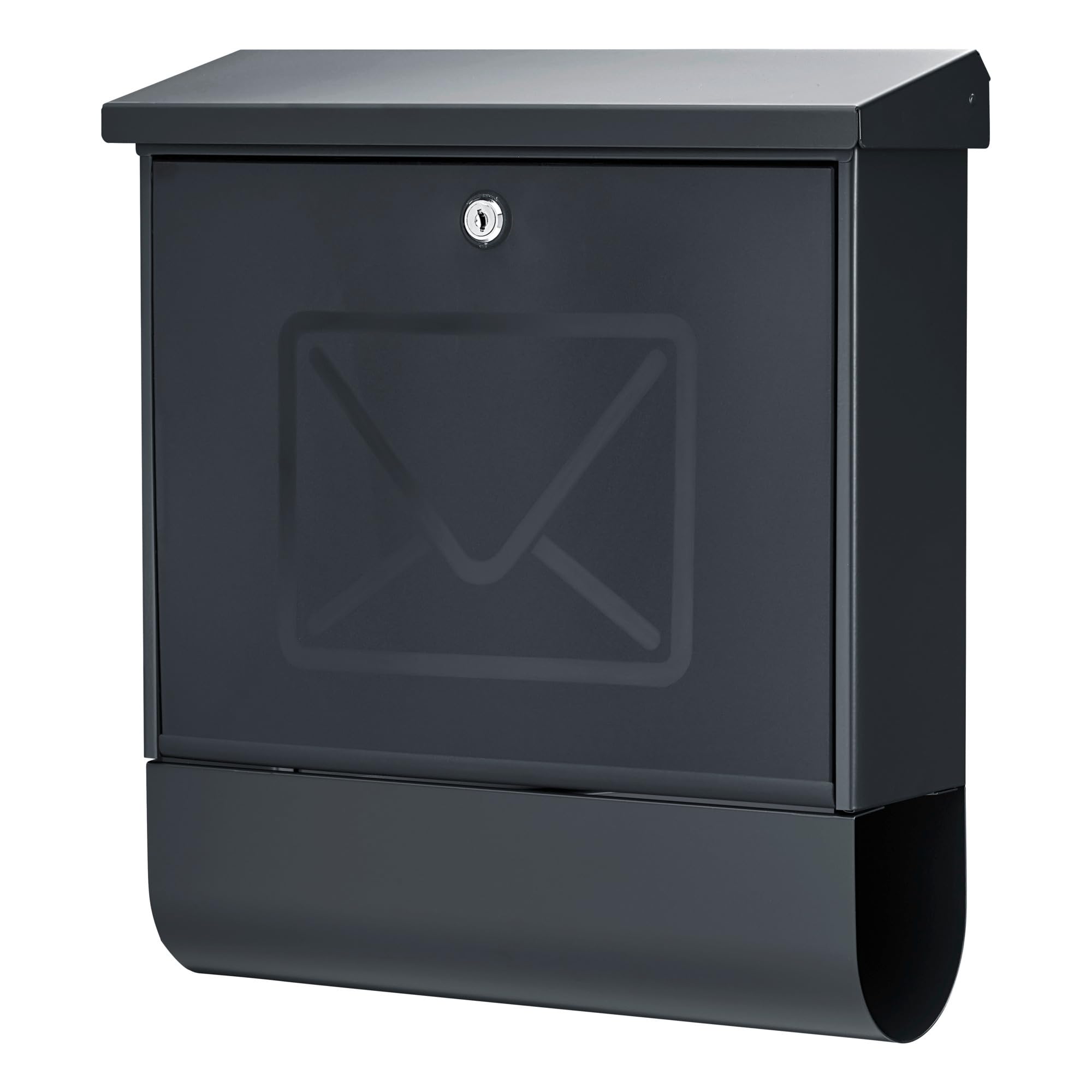 BURG-WÄCHTER Letterbox with Integrated Newspaper Compartment and Translucent Door, A4 Slot Format, EU Standard EN 13724, Incl. 2 Keys, Galvanised Sheet Steel, Lucenta 2701 ANT, Anthracite