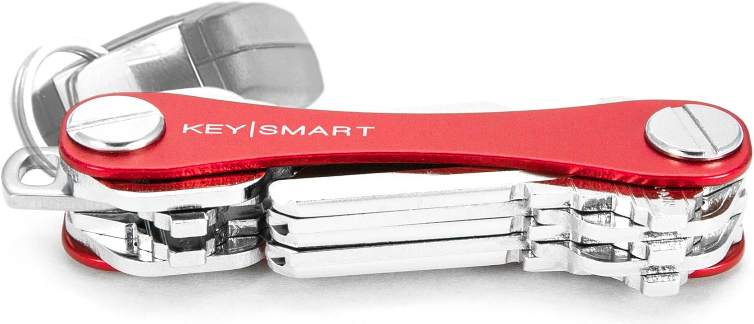 KeySmart Classic - Compact Key Holder and Keychain Organizer (up to 14 Keys, Red)