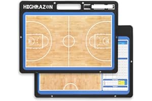 HIGHRAZON Dry Erase Basketball Clipboard for Coach, Premium Tactical Basketball Coaching Board, Double Sides Full & Half Court Dry Erase Board with Marker