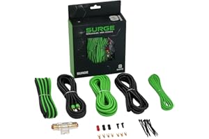 SURGE 8-Gauge Car Amplifier Wiring Kit – 20ft Green Power Cable, 20ft RCA Interconnect, 30ft Speaker Wire, Mini-AGU Fuse Holder, Split Loom & Accessories – Car Audio Amp Install Kit