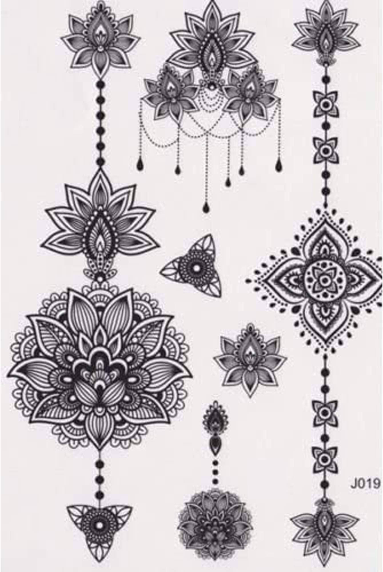 Mehndi Black Lace Flower Lotus Darwin Lace Sexy Body Art Temporary Tattoo Tattoos Adult Tribal Flower