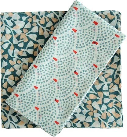 Amazon Co Jp ハンカチ 緑 バンダナ 大判 花柄 おしゃれ インド綿 コットン 北欧 カントリー アジアン 和 2枚 セット グリーン ギフト A Bn 158 ホーム キッチン