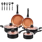 BECIGAR Ceramic Pots and Pans Set, 15PCS Nonstick Set Ceramic Cookware Set, Nonstick Pan Pots and Pans Set Non Stick Cookware set (With-Induction)
