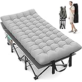 Suteck 32" XXL Folding Camping Cot, 900LBS Heavy Duty Sleeping Cots | with Pillow Mattress &amp; Carry Bag, 1200D Double-Layer Oxford Fabric Portable Cot Bed for Adults, Home, Office, Beach &amp; Travel