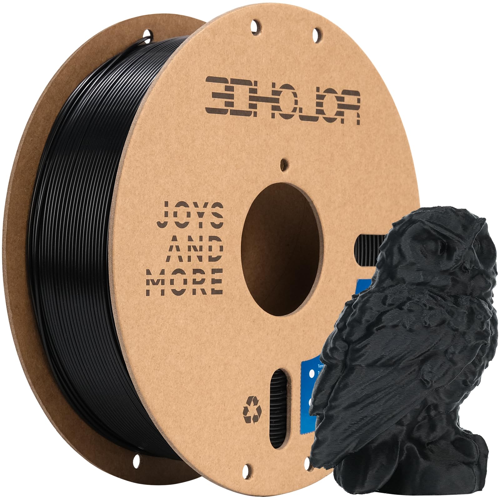Photo 1 of 3DHoJor High Speed Printer PLA Filament 1.75mm 1kg Cardboard Spool (2.2lbs) Rapid PLA to 5X Faster Printing Filament Dimensional Accuracy +/- 0.02 mm Fits for Most FDM 3D Printer -Black