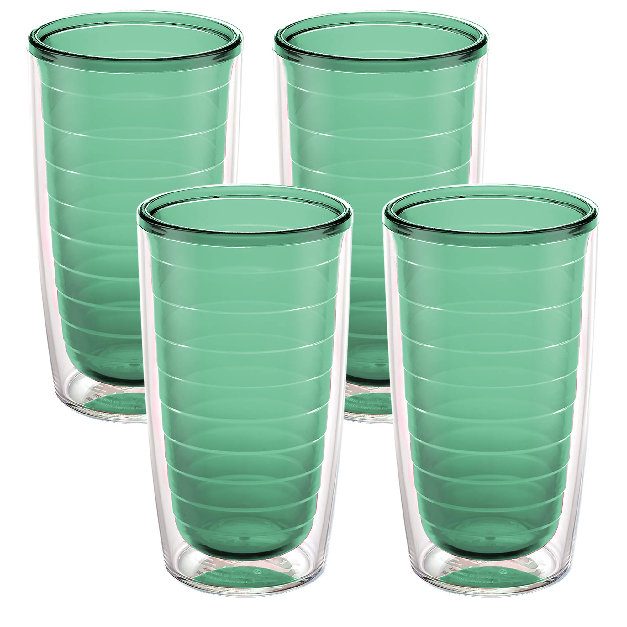 Tervis Clear & Colorful Tabletop Made in USA Double Walled Insulated Tumbler Travel Cup Keeps Drinks Cold & Hot, 16oz - 4pk, Mangrove Green Image