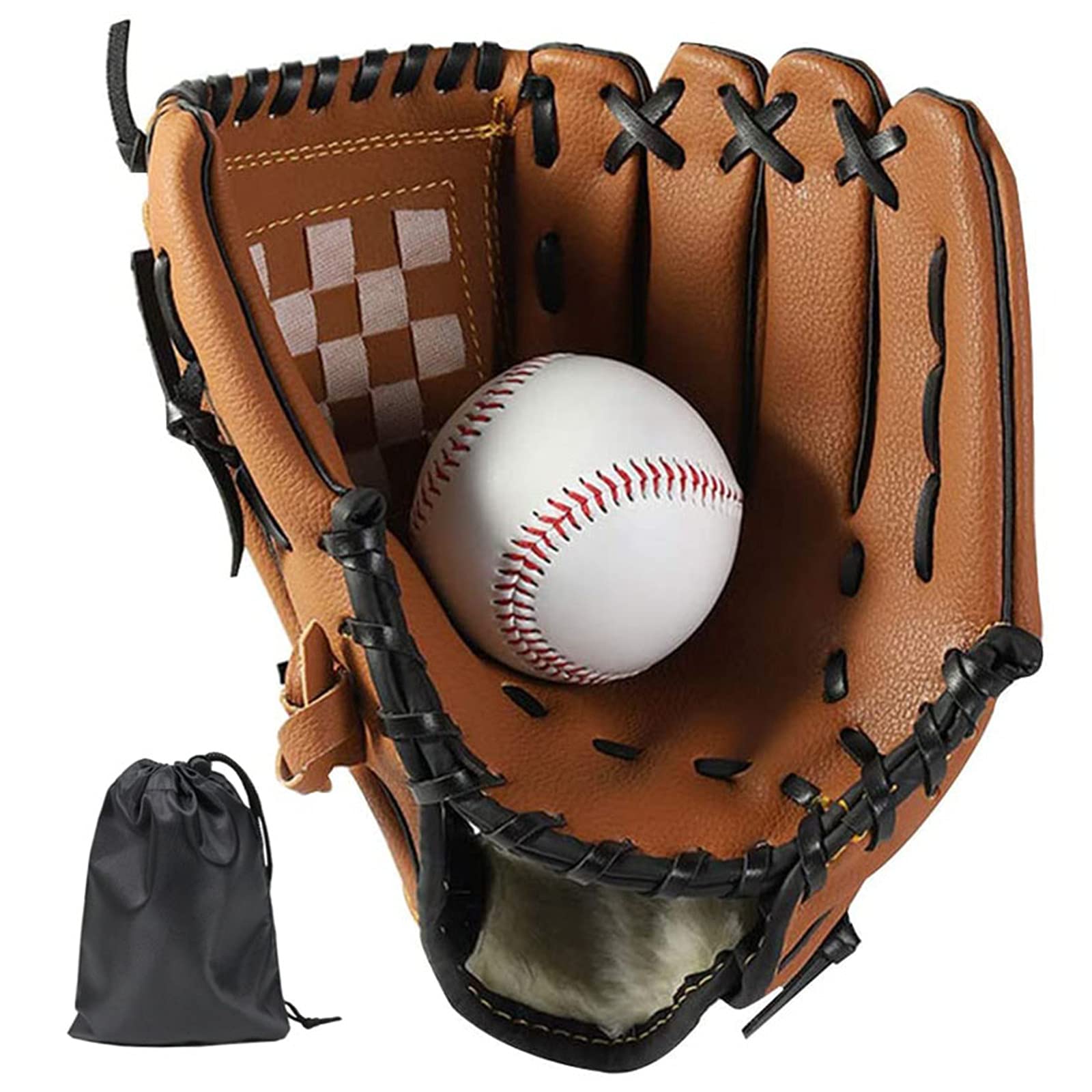 LeapBeast Baseball Gloves, Softball Gloves with 1 Ball, Baseball Training Competition Glove, Thicken Durable Softball Gloves for Children, Adults (Brown, 12.5 Inches)