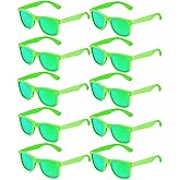 Fsmiling Green Sunglasses Bulk Adult Party Sunglasses 80s Shades Pack for Men Women St. Patrick's Day UV400 Protection-10Pack