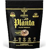 Ambrosia Planta - Premium Plant-Based Protein | Vegan & Keto Friendly | Gourmet Flavors with No Bloating or Stomach Upset | Gluten & Soy Free | No Added Sugar | 14 Servings | (Cinnamon Roll)