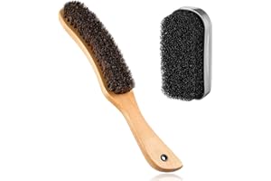 Patelai 2 Pcs Horse Hair Brush Felt Hat Brush Cleaning Kit Cowboy Hat Brushes with Sponge Removes Dust Fuzz and Lint for Shoes, Clothes Furniture Suits(Wooden Color,Wood)
