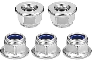uxcell M8x1.25mm Flange Nylon Insert Lock Nuts, 10Pcs 304 Stainless Steel Metric Hex Lock Nuts Self Locking Nuts for Industri