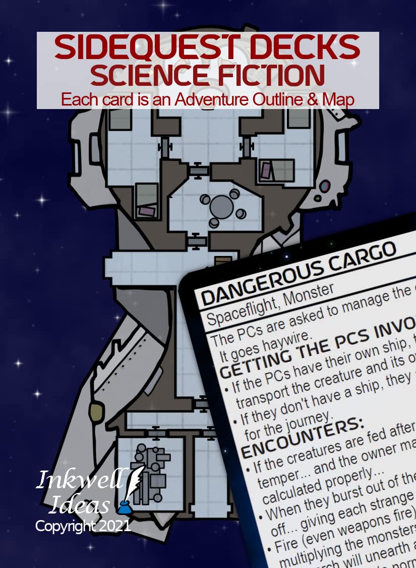 Inkwell Ideas Sidequest Decks: Science Fiction - 54 Adventure Card Game - RPG Supplement - Portable - 15+