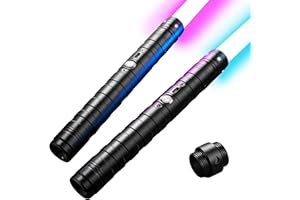 zlangsports 2 in 1 Dueling Lightsaber 15 RGB Colors Changeable 3 Modes with Fx Battle Sound Metal Hilt Light Sabers for Adults Kids Halloween Cosplay…