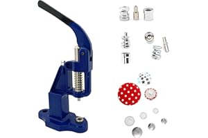 HOBBY TRENDY Fabric Cover Button Making Kit with Hand Press LN18-20-22 Dies and White Back Buttons - Navy/White Back