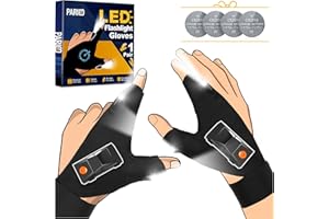 PARIGO LED Flashlight Gloves Gifts for Men Women Christmas Stocking Stuffers for Men Husband Boyfriend Fathers Dad Who Have Everything, Waterproof Lighted Glove Fishing Gift for Birthday Cool Gadgets
