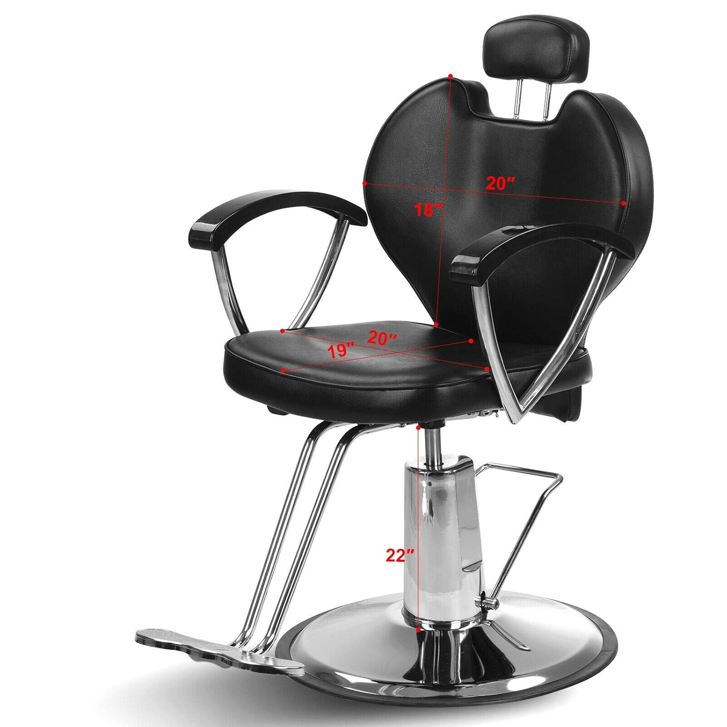 Artist Hand Hydraulic Reclining Barber Chair 20 Inch Width Hair Styling Chair Salon Chair Spa Equipment: Beauty