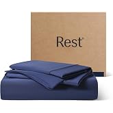 REST&reg; Evercool&reg; + Cooling Sheet Set for Hot Sleepers, Queen | Bed Sheets for Night Sweat- QMX>0.44, Ionic+ Self-Cleaning Silver Yarn for Sensitive Skin-2 Pillowcases,1 Fitted Sheet