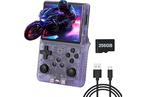 HHU R40S Pro Handheld Game Console, Over 30,000 Pre-Installed Games, More Than 20 Retro Emulator Systems, 3.5 inch IPS Full-View HD Screen，256GB (Purple)