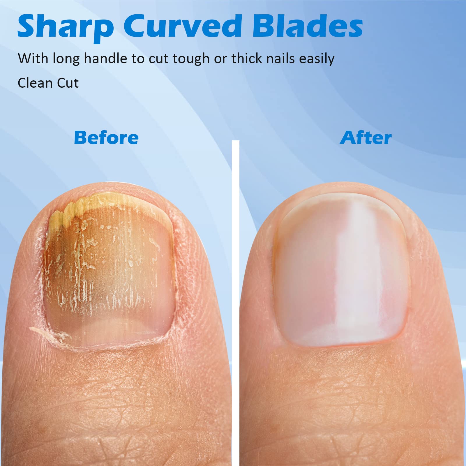 3pcs Nail Clippers Set, GLAMFIELDS Extra Long Slanted Edge Fingernail Clipper Leather Case Packed Good Gift, 17mm Ultra Wide Jaw Opening Nail Cutter Toenail Clippers for Men Women Seniors Thick Nails - Image 4