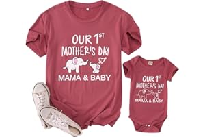CM C&M WODRO Our First Mothers Day Matching Shirt Bodysuit Gift for New Mom Newborn Baby Boy Girl Romper Mommy and Me Outfit