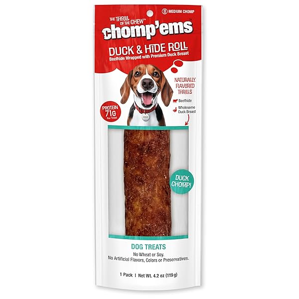 CHOMP’EMS PREMIUM BEEFHIDE CHEW FOR DOGS, 1 CHEW