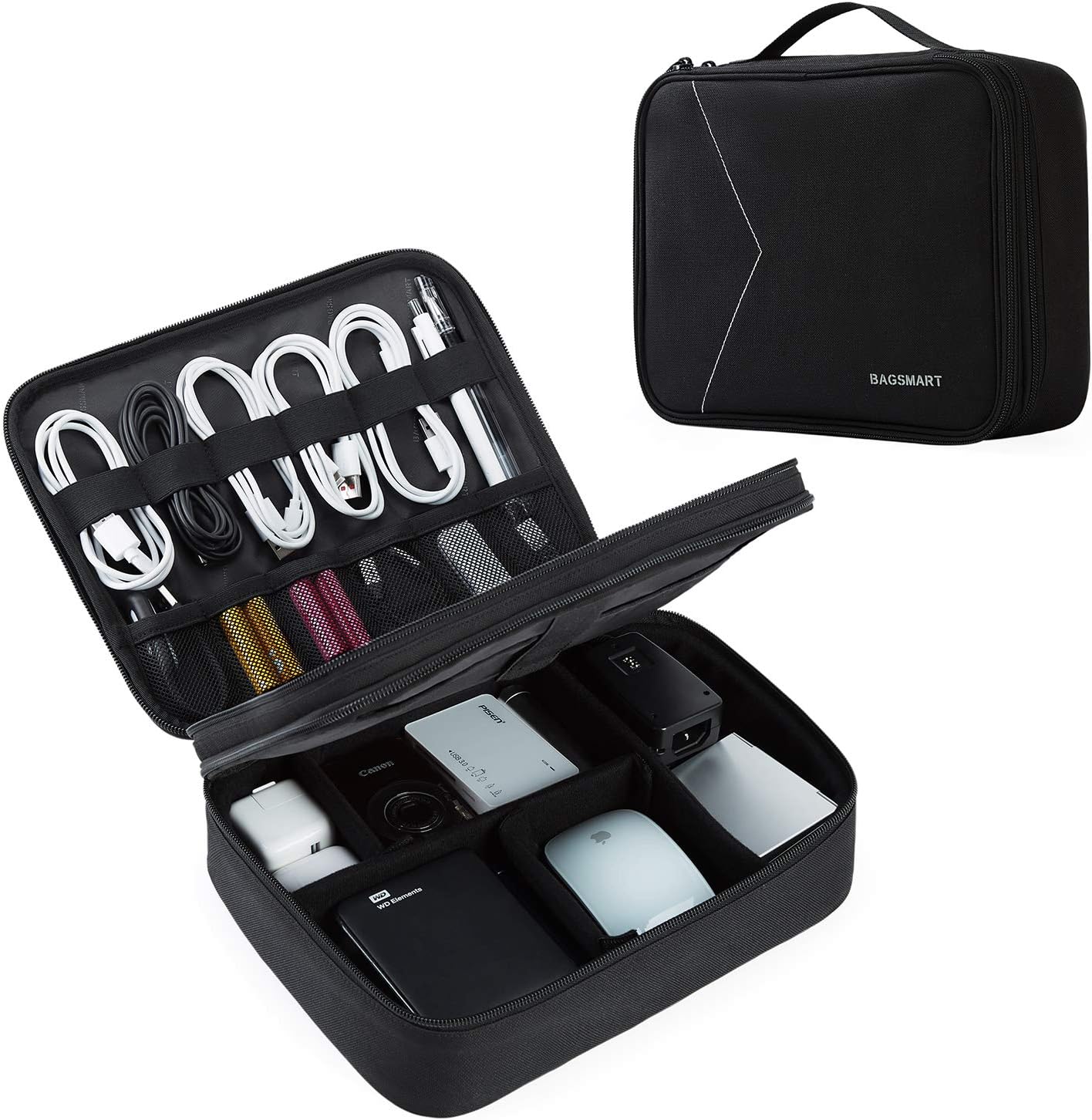 bagsmart Extra Large Double Layer Portable Travel Cable Organiser Bag Electronics Accessories Storage Case for Charger Adaptors