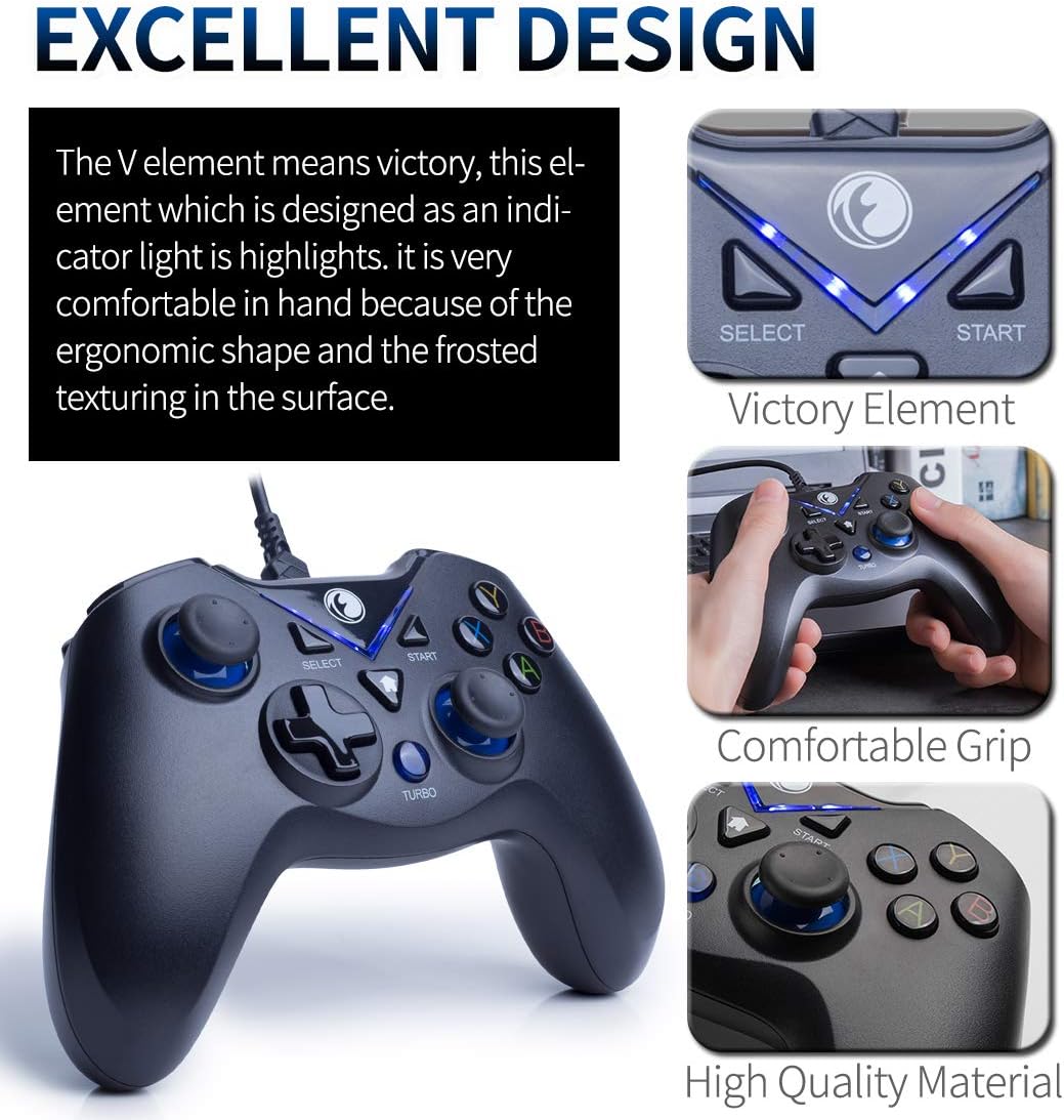 IFYOO V-one Wired USB Gaming Controller Gamepad Joystick for PC Laptop Computer (Windows XP/7/8/10) & Steam & Android & PS3 - [Blue,OTG]: Electronics