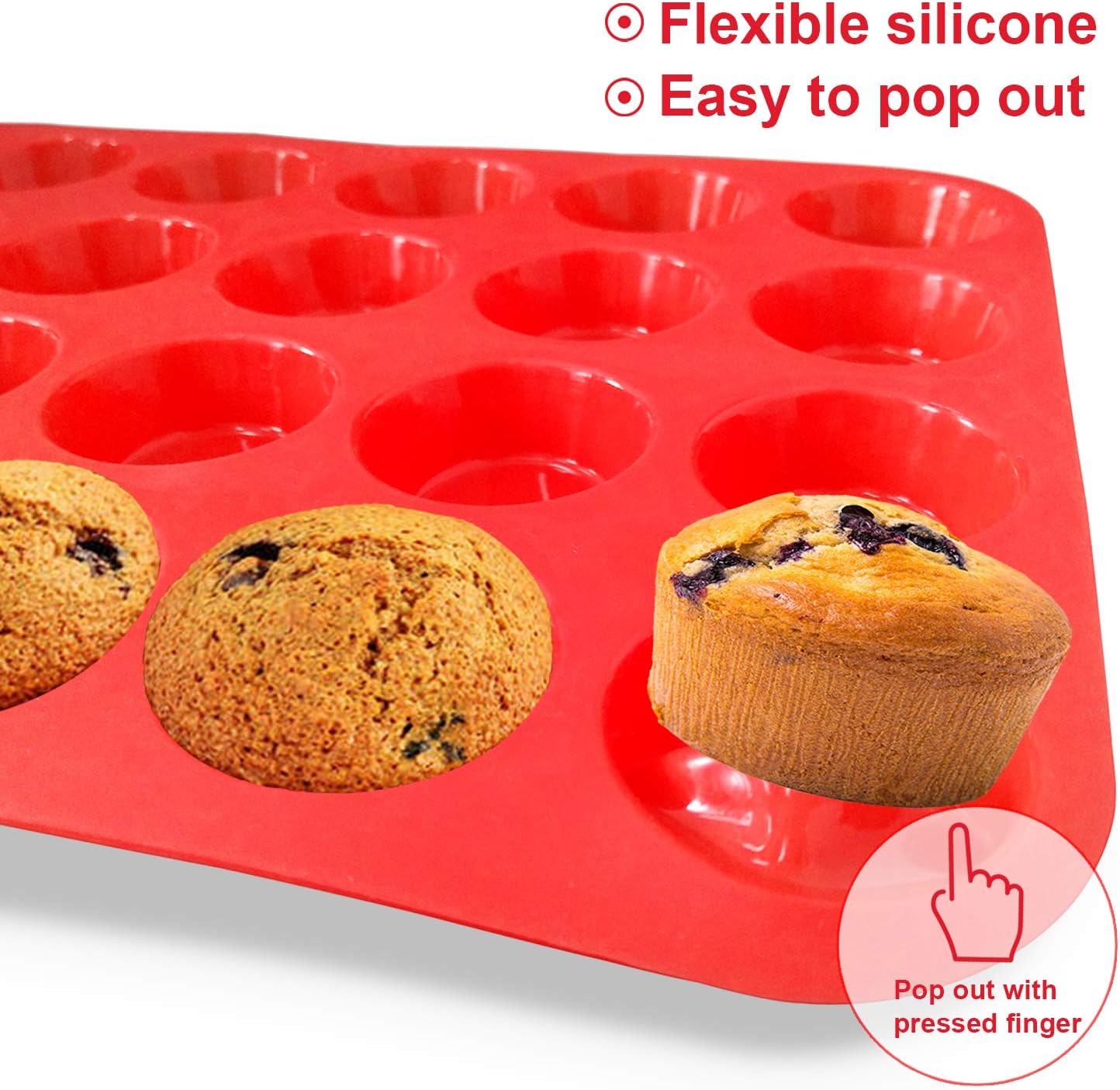 Walfos Mini Muffin Trays 24 Silicone Small Cupcake Cases Mould Baking Pan for Cupcakes Brownies, Muffins, Pudding - Image 3