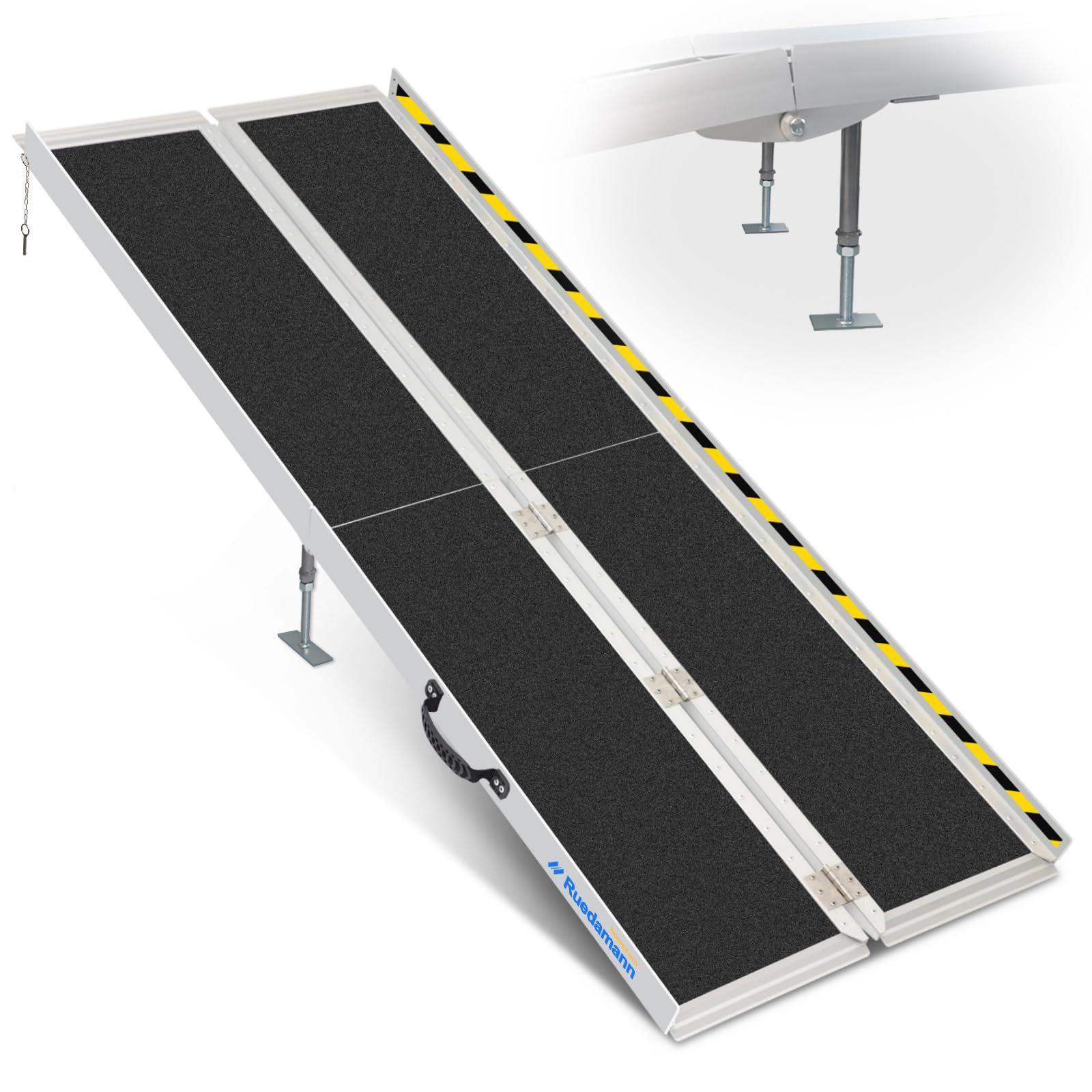 Photo 1 of *used/Scratches* *end of box missing* Ruedamann 10'L Wheelchair Ramp, 600Lbs Capacity, Non-Slip Threshold Ramp, Portable Aluminum Folding Handicap Ramp for Home, Wheelchairs, Steps, Stairs, Doorways, Curbs