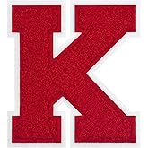Single 4.5" Red Chenille Varsity Letter Patch – Iron-On or Sew-On Applique for Letterman Jackets, Backpacks, Hoodies, Shirts, Team Uniforms