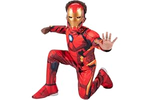 JAZWARES COSTUME PLAY MARVEL Boys Deluxe Iron Man Costume, Kids Tony Stark Superhero Halloween Costume, Child - Officially Licensed