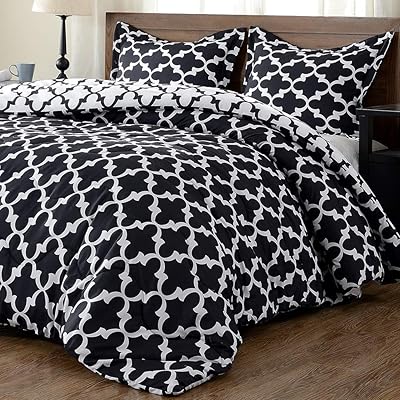 downluxe Lightweight Black Comforter Set with Pillow Sham, Twin