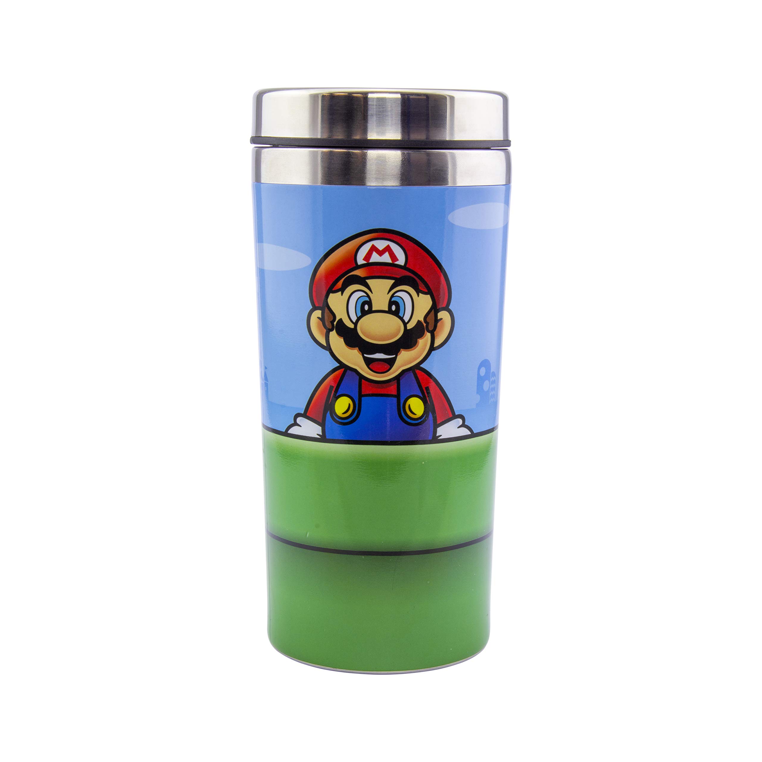 Paladone Nintendo Super Mario Warp Pipe Travel Mug - Officially Licensed Nintendo Stainless Steel Flask, Keeps Drinks Hot & Cold, Great for Commuting, Retro Gamer Gift, 450ml (15 fl oz)