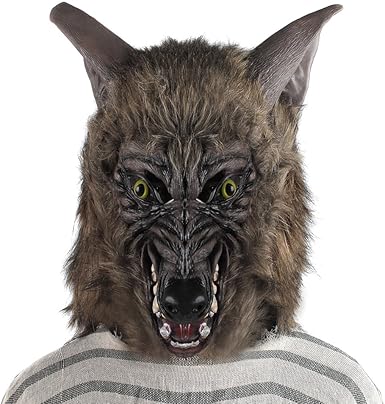 Amazon Com Halloween Mask Werewolf Hat Wolf Scary Horror Costume Party Fancy Dress Hairy Full Head Adult Men Women Teen Clothing
