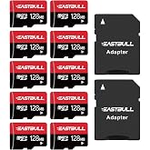 (Not 128G) 128MB 10-Pack of Micro SD Card Full HD Video UHS-I, U1,Class 10 | EASTBULL 90MB/s SD Memory Cards 128MB SD Cards Pack (10PCS, 2 Adapters)