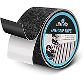 Lifegrip Anti Slip Tape, 4 Inch x 60 Foot Non-Slip Traction Grip Tape for Stairs, Waterproof Stair Treads Grip Non Slip, Non Skid Tape for Steps, Outdoor Black Grip Tape (4" X 60')