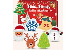 NEWFEIFAN Christmas Bath Bombs Set for Kids,Boys & Girls Stocking Stuffers Gift, Handmade 6 Fun Organic for Children, Gentle Formula Creates, Relaxing Aromas for Women