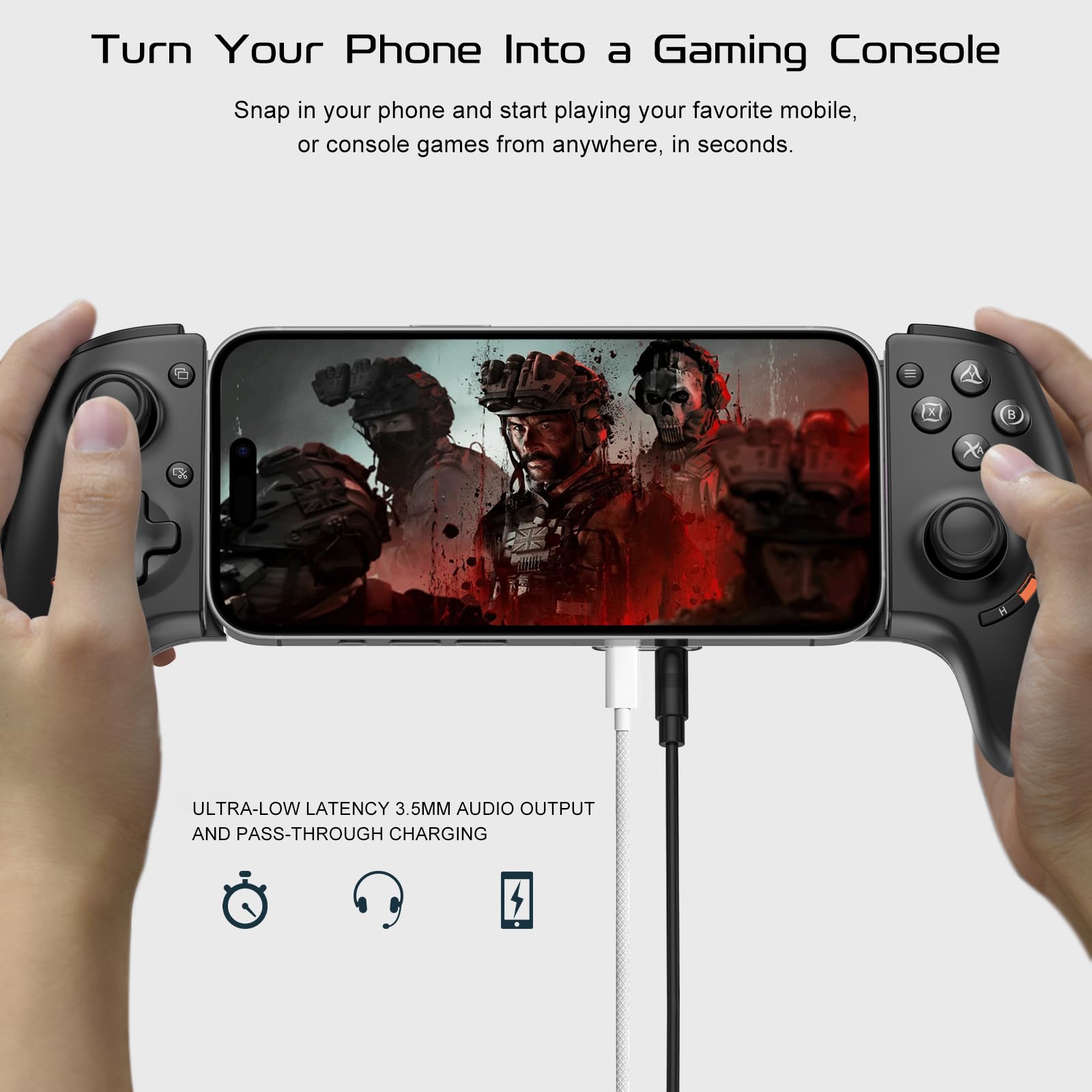 Joso Phone Controller für iPhone 15/iPhone 16 Serie für Android (USB-C), Remote Player Gamepad für PS5/PS4/Xbox Konsole mit Hall Effekt Joysticks/Hall Trigger, 2 Mappable Tasten, 3.5mm Audio Jack 6