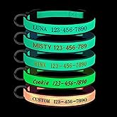 Personalized Dog Collars Glow in The Dark, Custom Embroidered Name & Phone Number Tags, Adjustable Luminous Collar for Small & Large Dogs (Fluorescent Glow)
