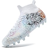 ZGWULZNGL Soccer Cleats Boys Youth Training Football Cleats Athletic Outdoor Girls Soccer Shoes High-top Kids Football Shoes for Little/Big Kid