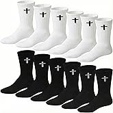 Multivana 16 Pairs Christian Cross Socks Bulk Religious Elastic Crew Socks Christian Gifts for Men Women