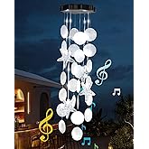 Solar Wind Chimes Decorative Lights for Outside, Shells Gifts for Mom Grandma Women Wife Girls, Hanging Solar Light for Holiday Garden Yard Window (White)