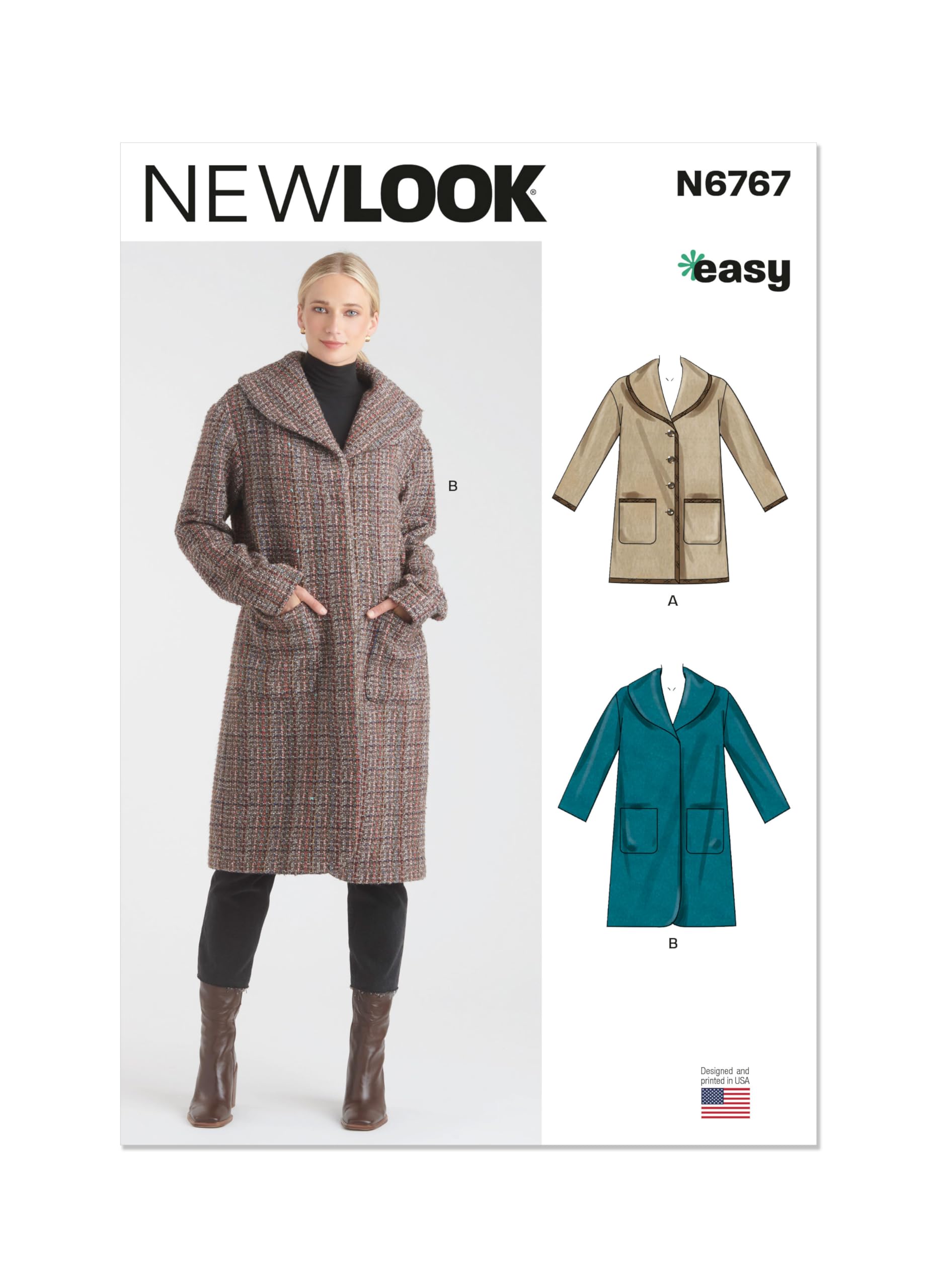 NEW LOOK UN6767A Misses' Coats Size XS-S-M-L-XL