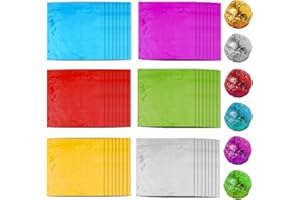 Foil Candy Wrappers – 600-Piece Set in 6 Colours – 3.93" & 3.14" Square Sizes – Food-Grade Aluminum for Wrapping Chocolate, T