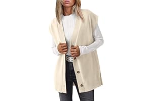 LILLUSORY Women V Neck Sweater Vest Oversized Long Cardigan Casual Vest Tops 2025 Trendy