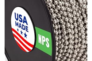 WAXAW 10 Foot Length Ball Chain, Bead Size Number #10 Made in USA (Nickel Plated Steel)