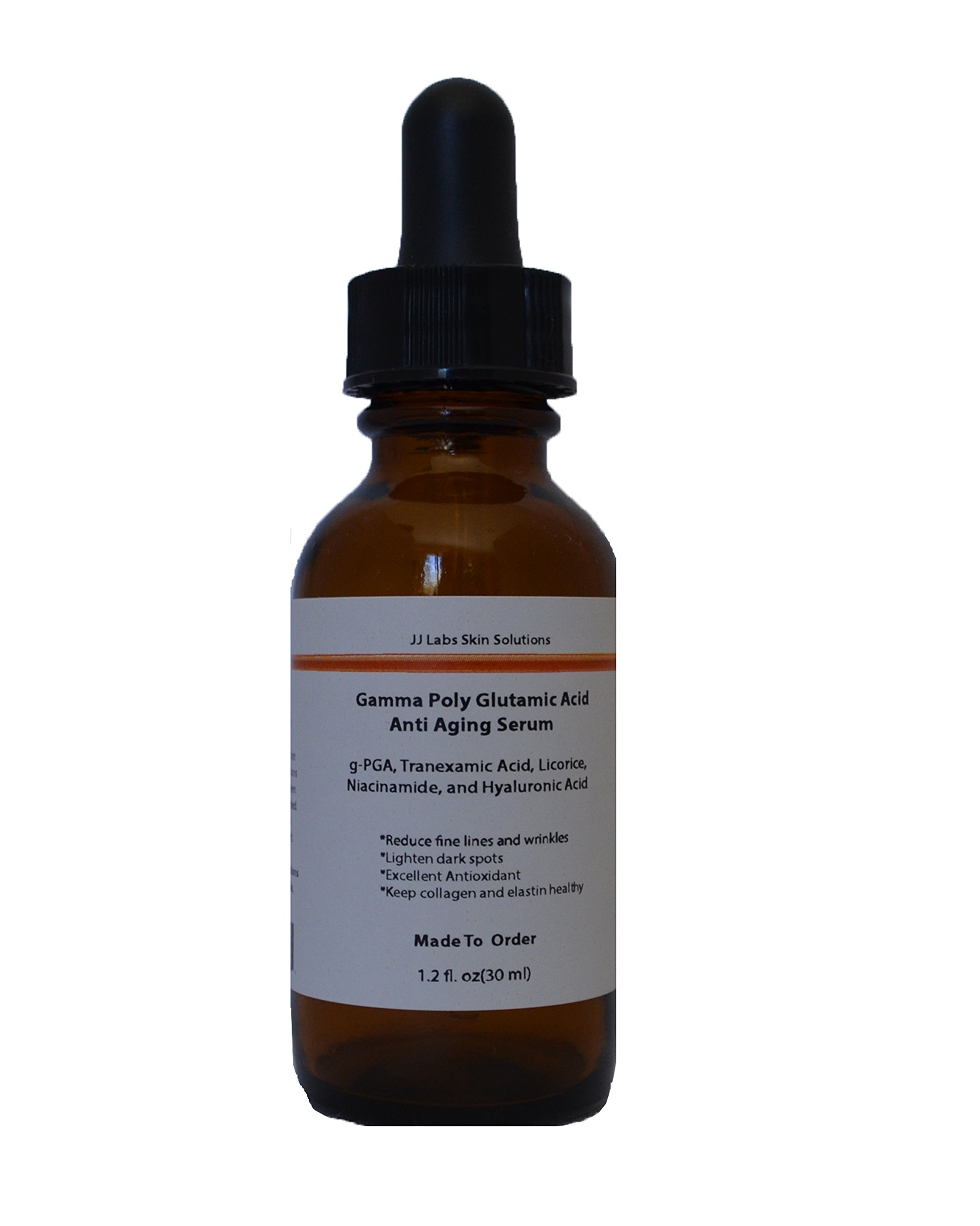 Anti Aging Serum with Gamma Poly Glutamic Acid, Tranexamic Acid, Licorice, Niacinamide B3, Hyaluronic acid (1.2oz, Dropper Dispenser)