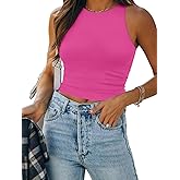 ATHMILE Womens Double Lined Crop Tank Tops Casual Basic Shirts Sleeveless Workout Tops Cute Summer Clothes Teen Girls
