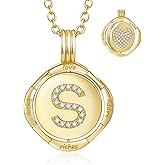 Auspicious Cheerful Gold Initial Necklace for Women - 14K Gold Plated Heart Necklaces, Double Rotating Letter Pendants, Personalized Women’s Jewelry, Birthday Gifts, Christmas Valentines Day Present