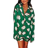 KCVVA Women Christmas Pajamas Set 2 Piece Long Sleeve Santa Claus Candy Canes Pjs Button Down Xmas Loungewear